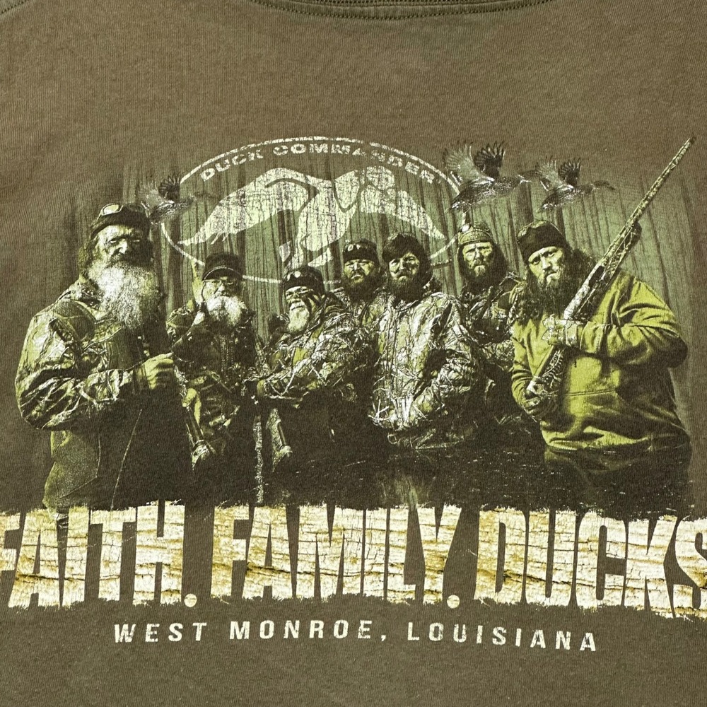Duck Commander Mens T-Shirt XL Olive Good Faith Family Ducks Graphic Tee Hunting